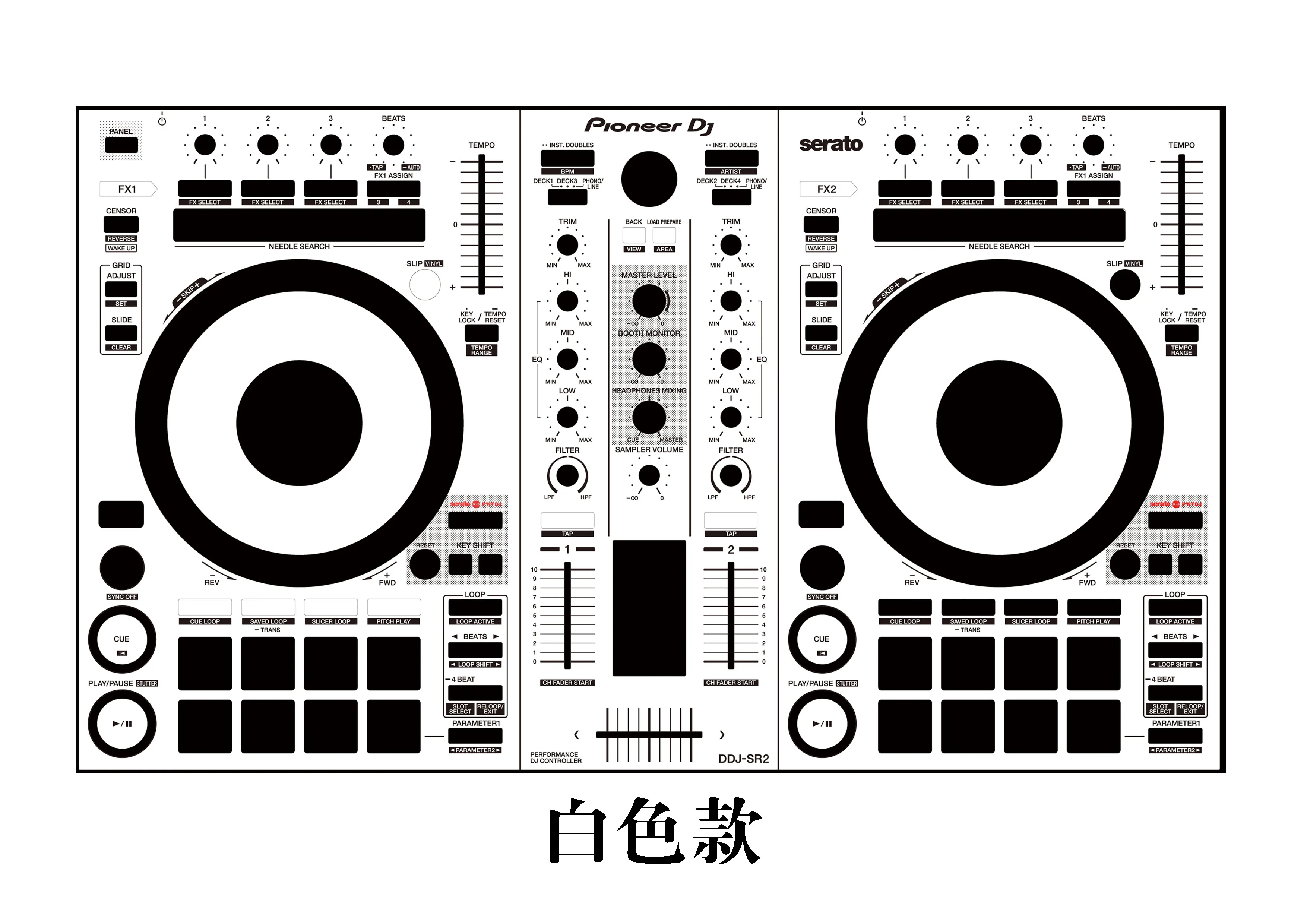 Pioneer DDJ-SR2 controller panel film. Disc player personality color stickers, can be customized, models can be customized