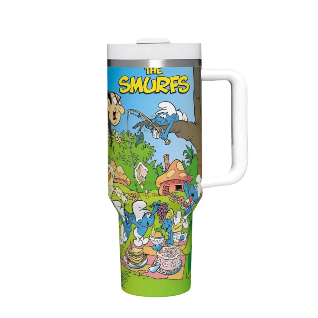 Car Travel Mugs The-Smurfs Stainless Steel 304 Tumbler Water Bottle 40oz/1200ml