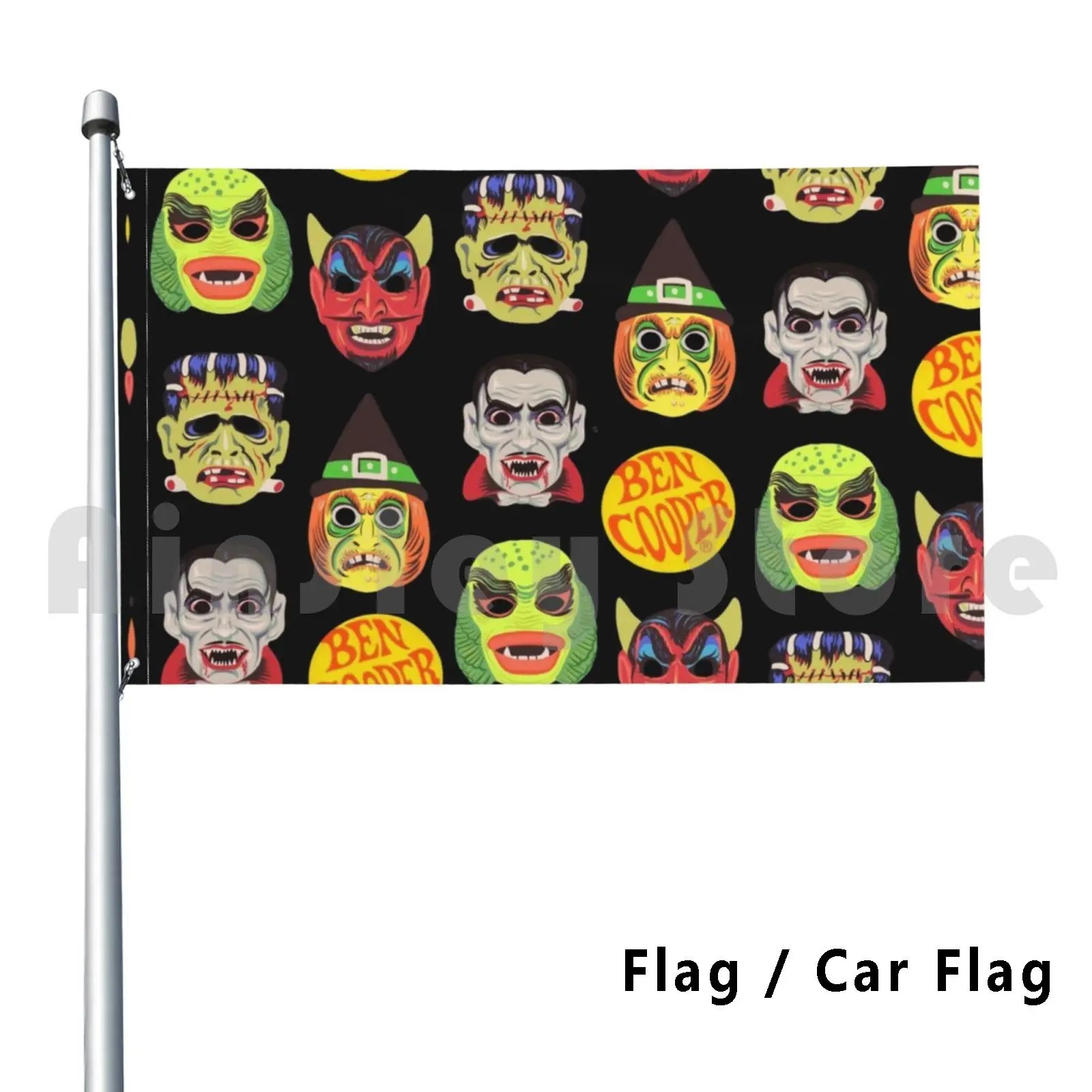 Vintage Halloween Flag Car Flag Printing Custom Ben Cooper Halloween Vintage Retro Spooky Witch Devil