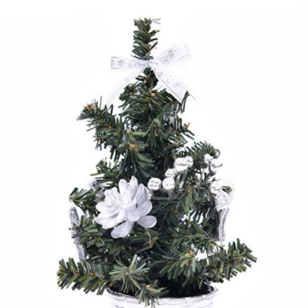 

2Pcs Christmas Decorations Mini Tabletop Trees Desktop Xmas naments Fake Tree Model Holiday Party Gifts LED Tree