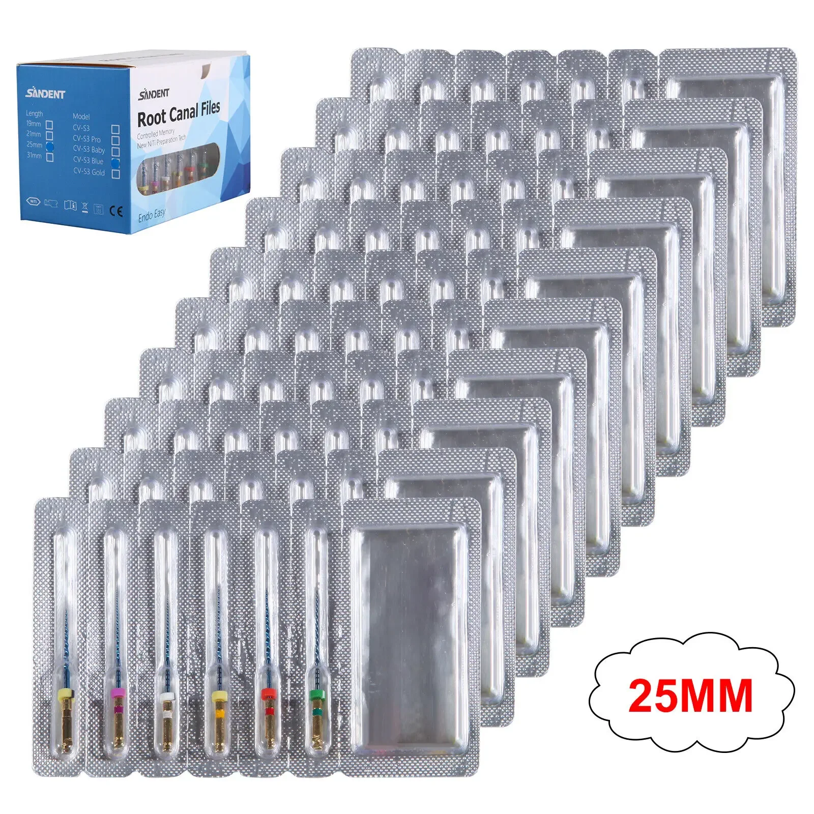 

10Packs/60PCS Dental Endodontic Endo Motor Memory Engine Rotary Root Canal NiTi File 25mm files