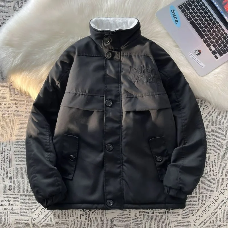 

Men's Lamb Velvet Cotton Jaet American Trendy Brand Embroidery High Street Casual Stand Collar Functional Sle Workwear Wa...