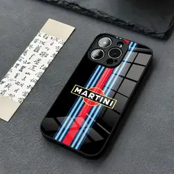 Martini Racing Horizontal Stripe Phone Case  for Iphone 15 13 12 14 11 Pro Max Mini X Xr Xs 8 7 Puls 6 man glass cover