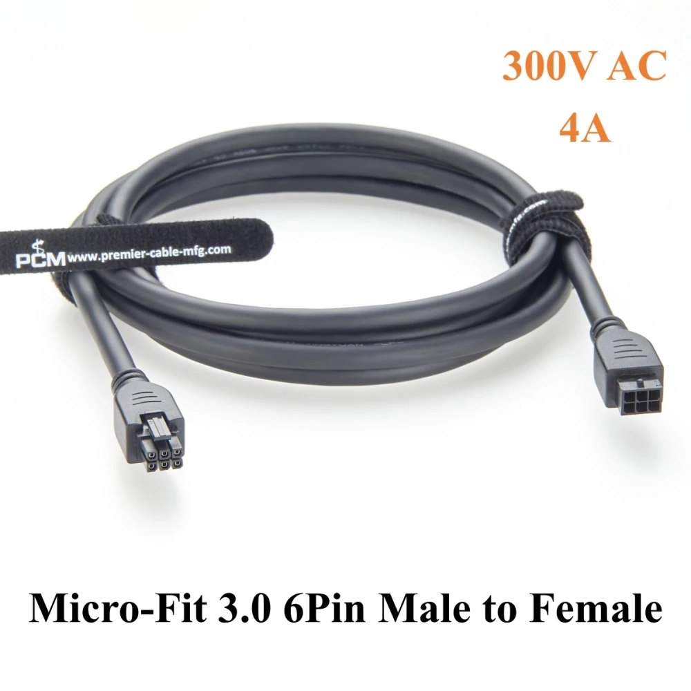 Micro-Fit 3.0 6Pin Male to Female Cable Dual Row 6 Circuits Power and Signal Assembly Compatible Molex 430200601 to 430250600