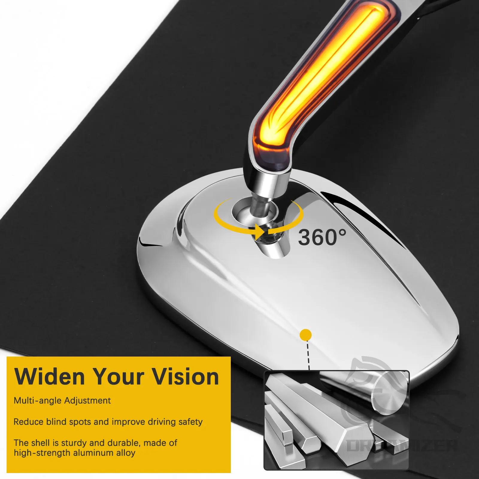 مرايا جانبية للرؤية الخلفية للدراجة النارية باللون الأسود مع إشارات الانعطاف LED لملحقات Harley Davidson Touring Softail Dyna Road King #4