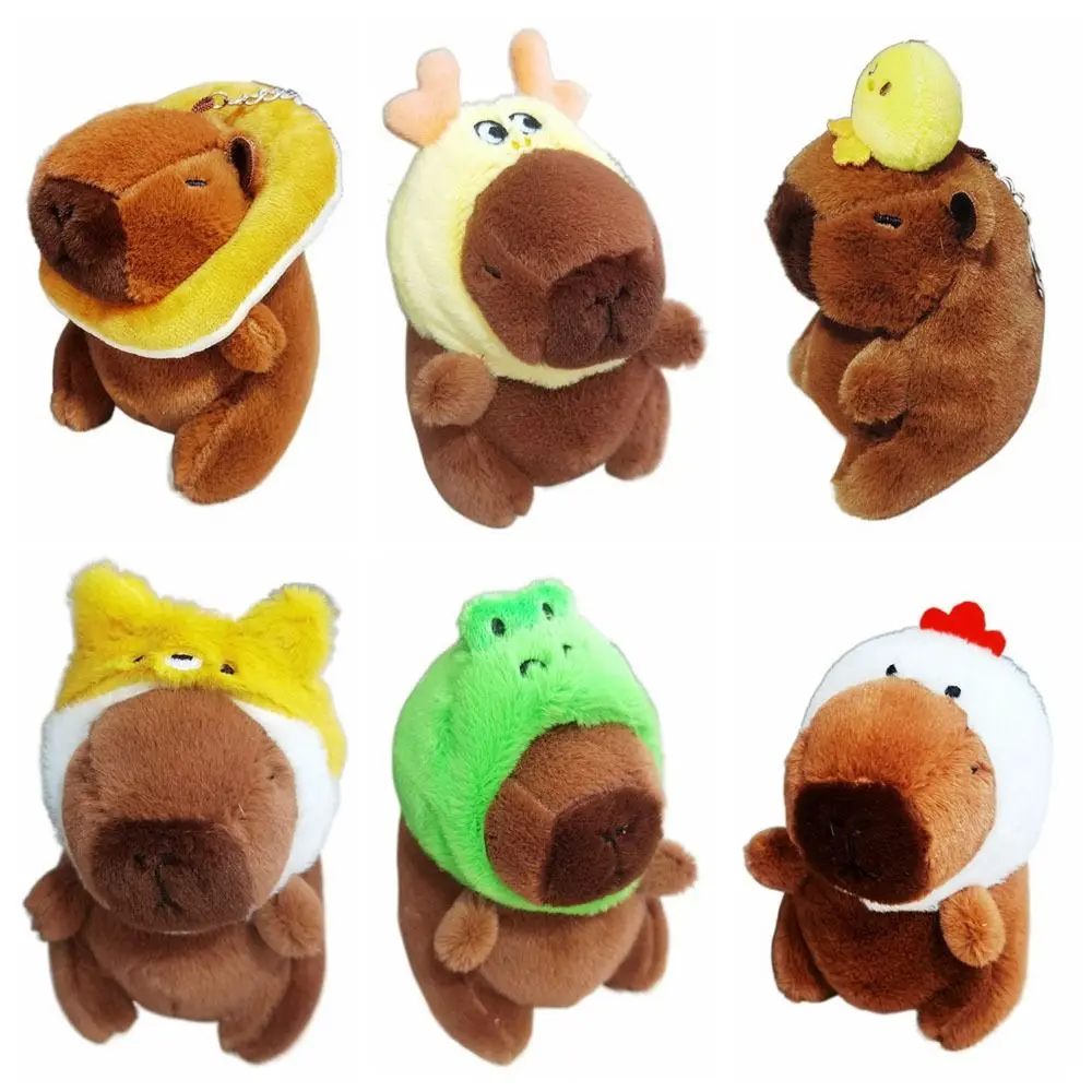 Multicolor Plush Capybara Keychain Cartoon Capybara Stuffed Animals Simulation Capybara Pendant Soft Accessories