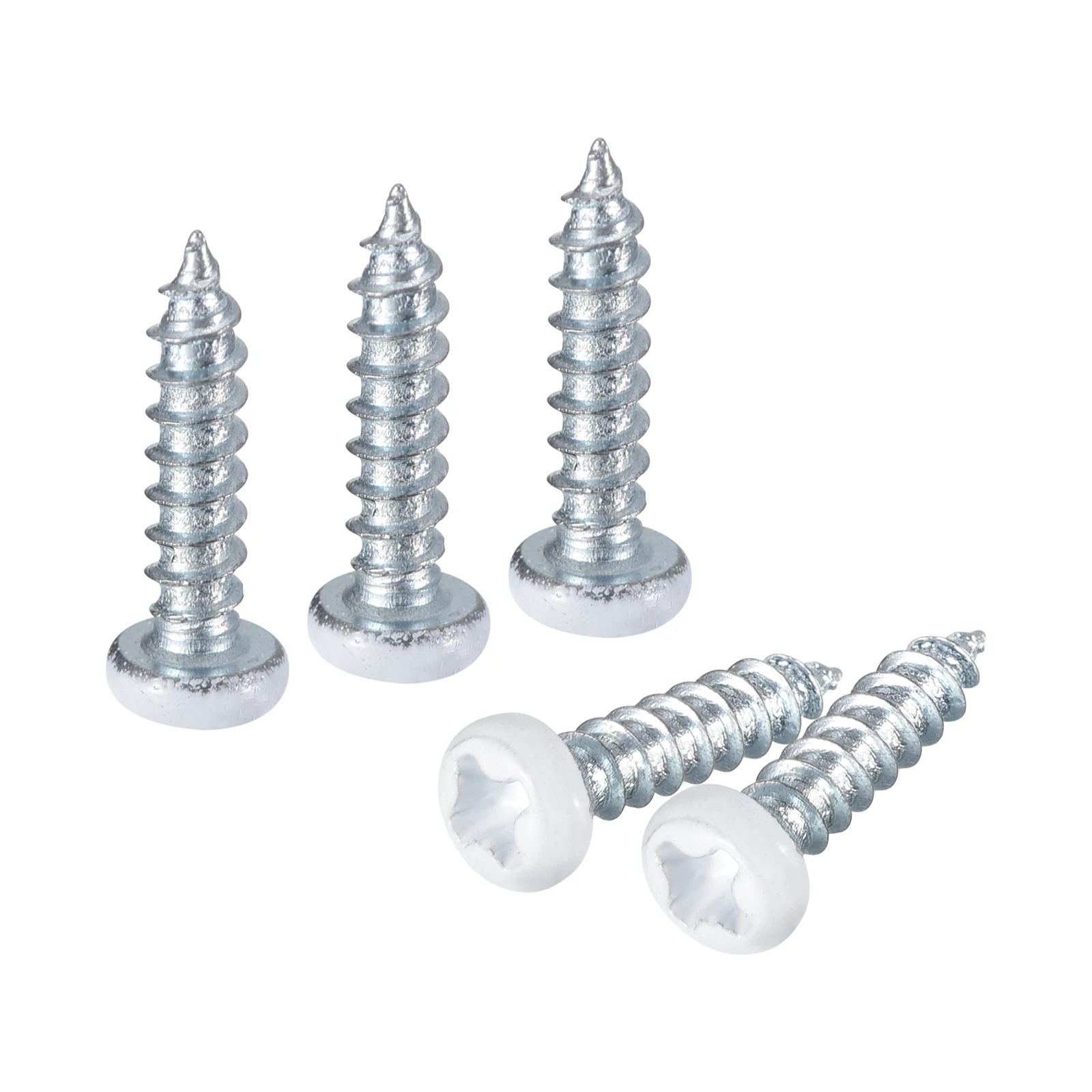 Uxcell 25/50pcs M2.5x10mm M2.5x12mm Carbon Steel White Cross Phillips Pan Head Self Tapping Screws