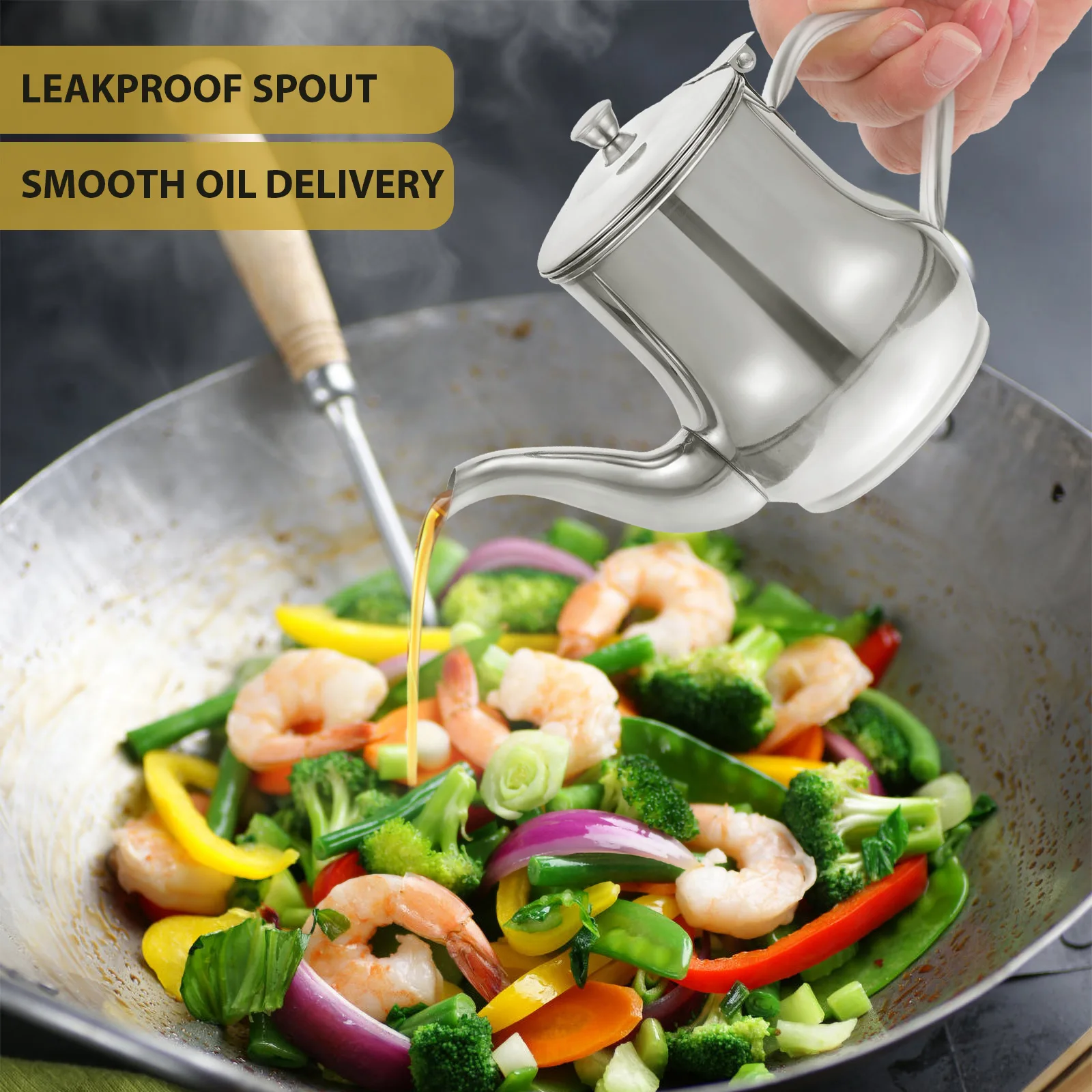 

Stainless Steel Oil Pot Kitchen Dispenser Container Metal Multi function Household Soy Sauce Vinegar Oil Bottle