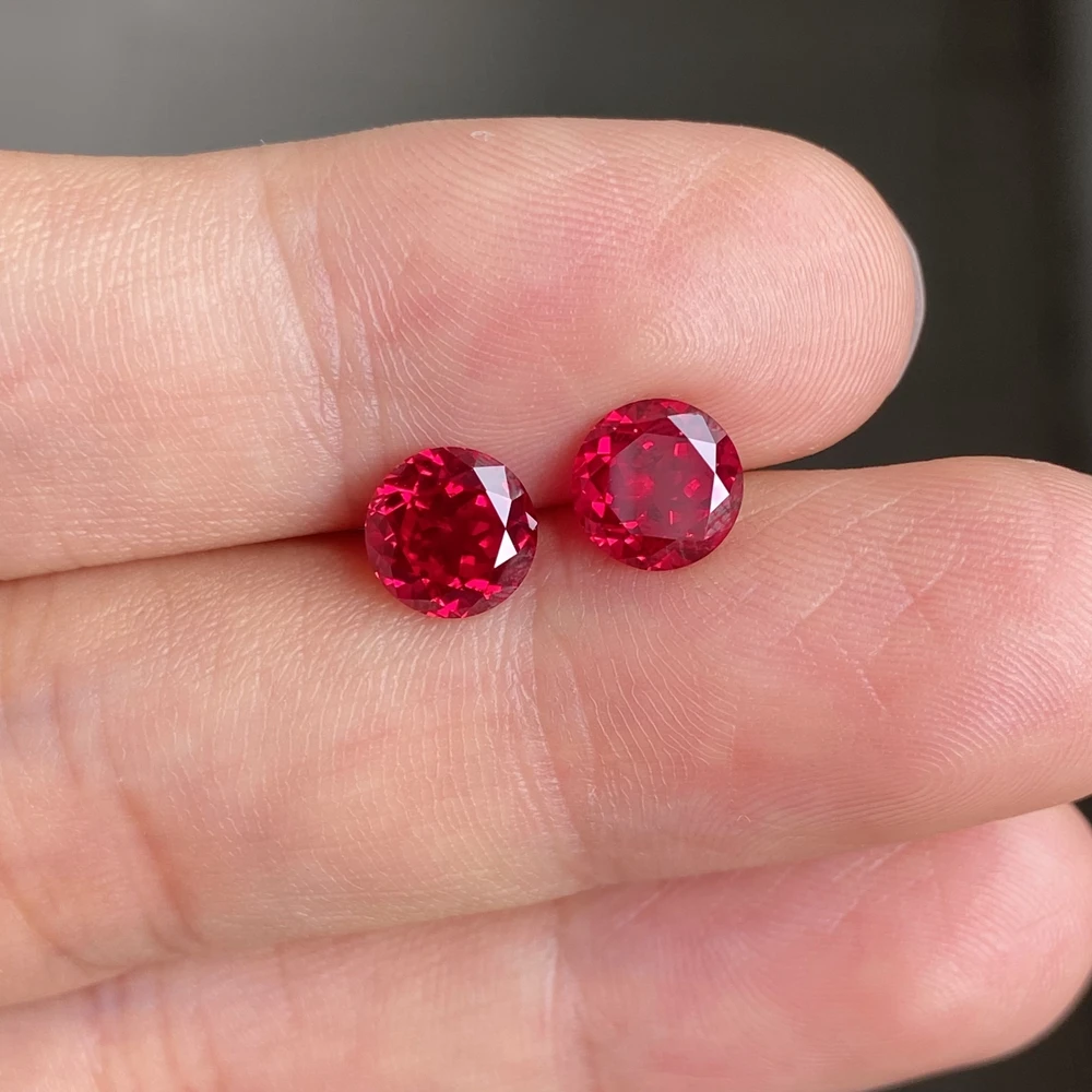 Lab Grown Red Ruby 6mm To 14mm Synthetic Round Shape Loose Gemstone For Jewelry Making