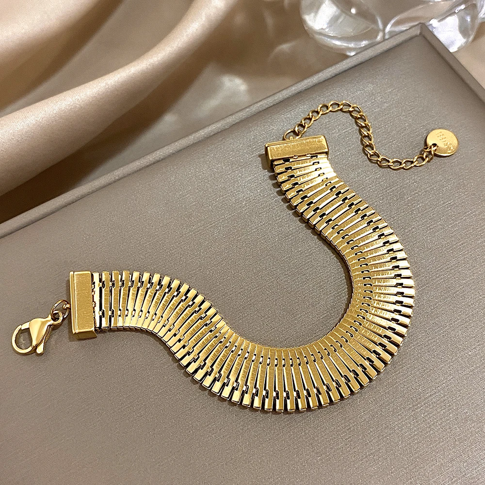 Greatera Women\'s Multiple Bracelet Personality Double-deck Chain Love Pattern Couple Gift Gold Color Stainless Steel Jewelry New