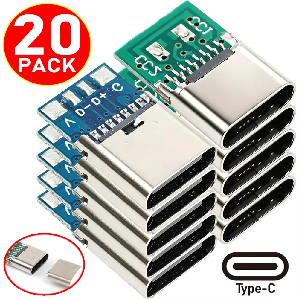 20/10/1Pcs USB 3.1 Type C Connector 5/6 Pins Female/Male Socket Receptacle Adapter To Solder Wire Support PCB Board Wholesale