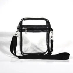 Women Clear Shoulder Bag Stadium Approved PVC Concert Transparent Purse Simple Crossbody Bag With Front Pocket Casual Handbag