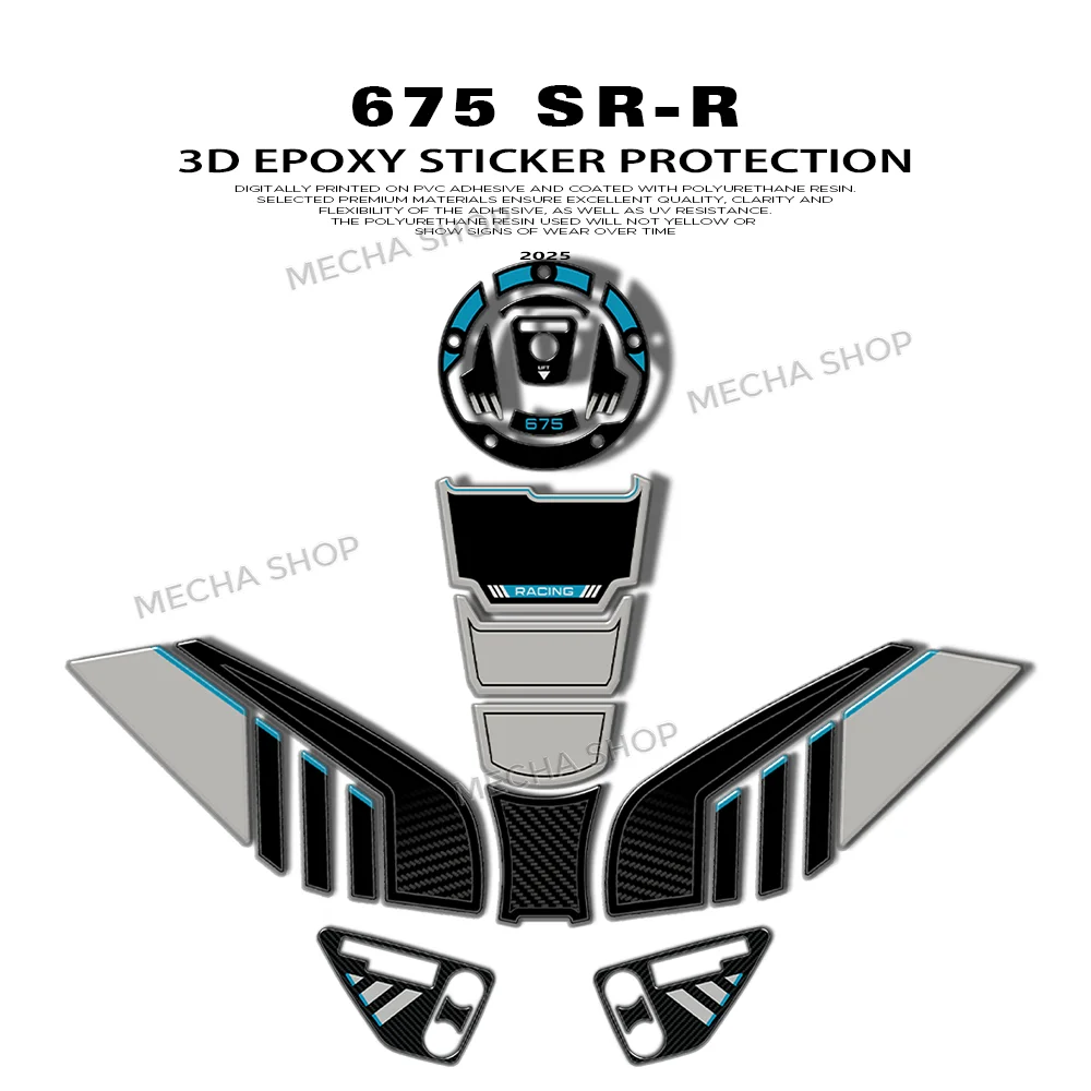 675SRR For CF MOTO 675SR-R 2025-2026 Tank Pad Motorcycle 3D Resin Sticker Protection Kit
