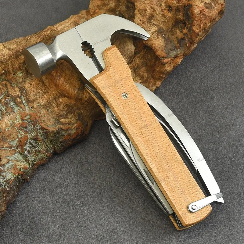 For Stainless Steel Multifunctional Folding Pliers, Portable Car Mounted Window Breaking Hammer, Outdoor Combination Tool