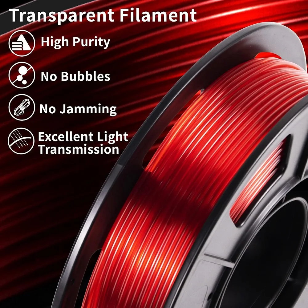 Translucent Filament PETG 1.75mm 1kg/500g/250g/200g 3D Printing Filament High Toughness Transparent PETG Blue Green Red Orange