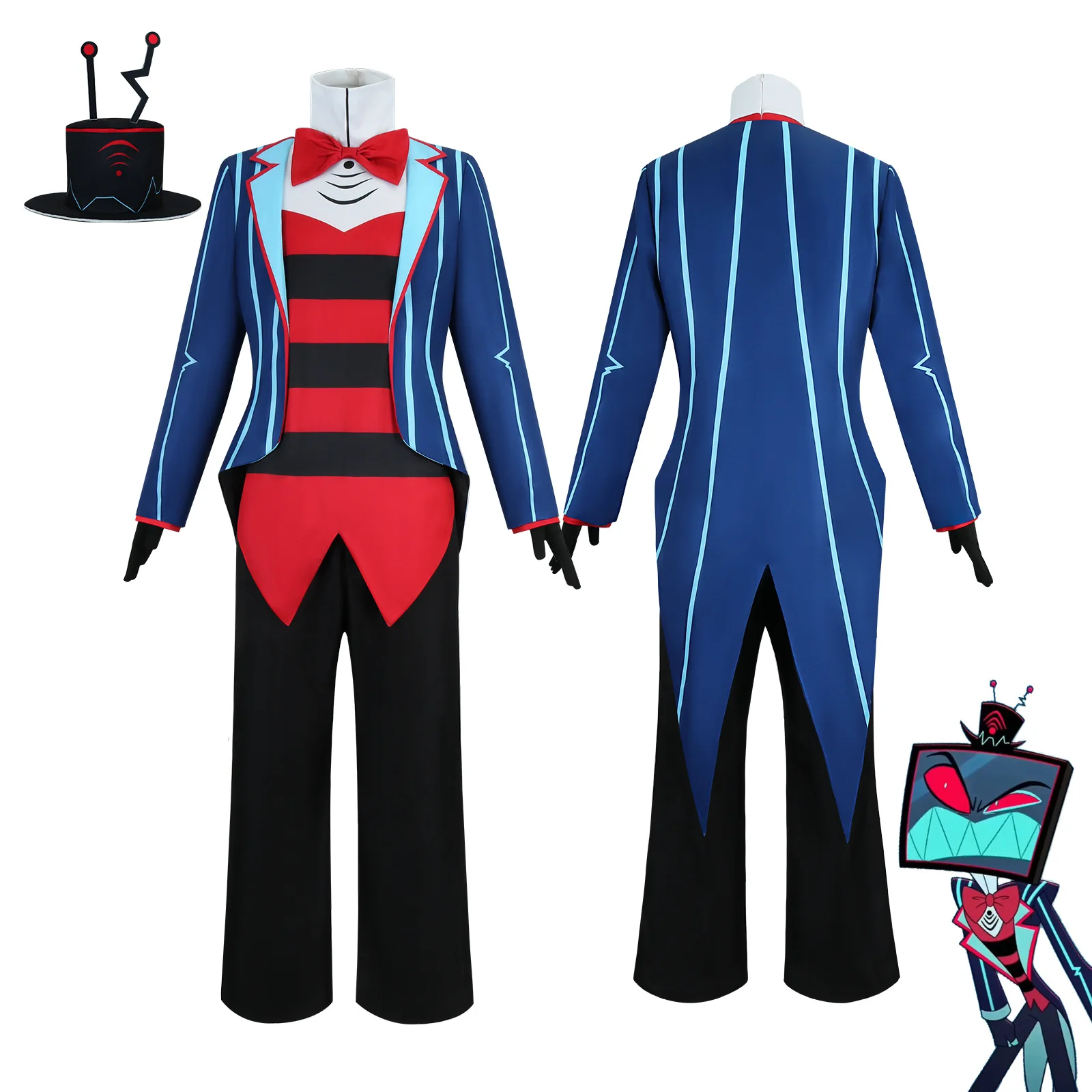 Anime Hazbin Cosplay Hotel Vox Cosplay Costume Shoes Uniform Suit Outfit Halloween Carnival Christmas Costumes Blue Red Suit