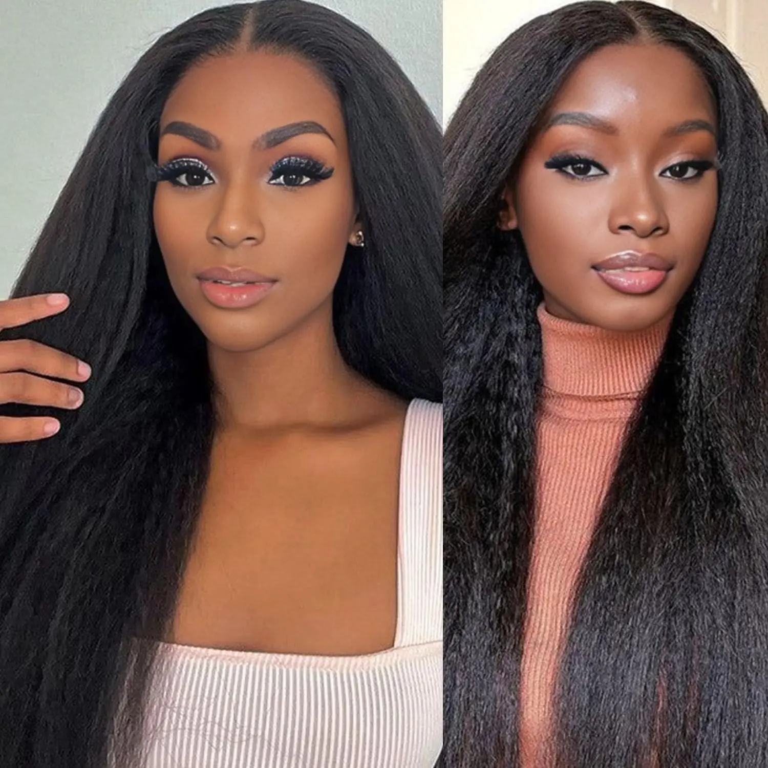 

Brazilain Kinky Straight Human Hair Wigs For Women 5*5 HD Transparent Lace Front Human Hair Wig Natural Hairline Pre Plucke