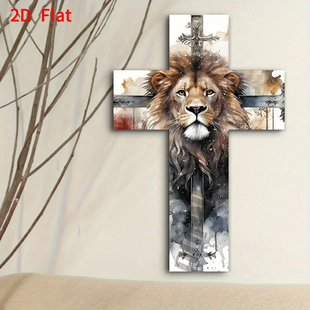 2D Vintage Metal Jesus Christ Lion cross home decoration items Memorial Gift for Halloween/Christmas/Independence Day/Father's