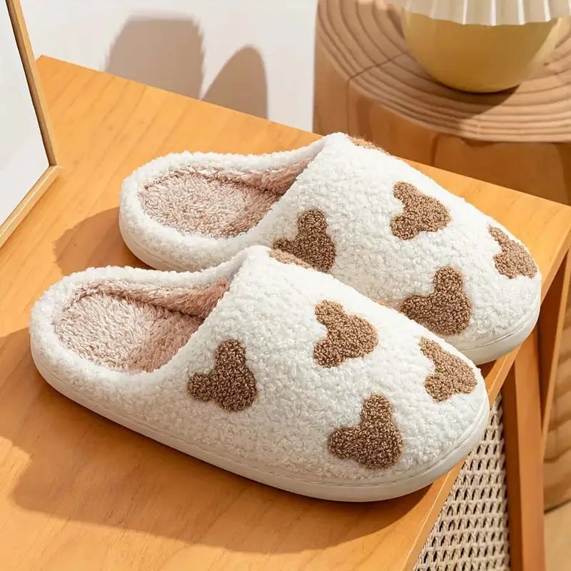 

Cotton Fluffy Slippers Women House Casual Cartoon Designer Shoes Girls Flats Platform Warm Plush Winter Footwear Indoor Elegant