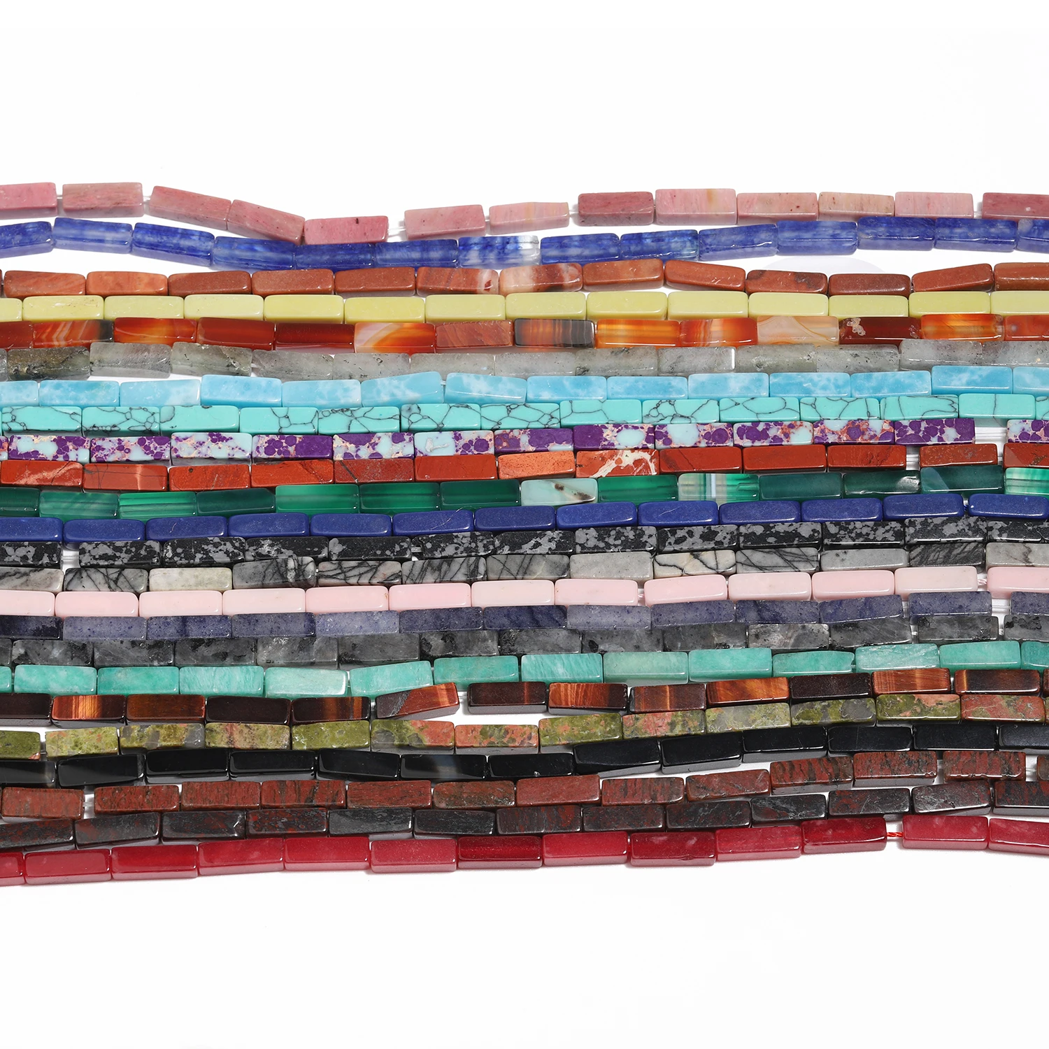 13x4mm Rectangular Stone Beads  Natural Tube Jades Agates Beads for Jewelry Making DIY Bracelets Necklace Accessories