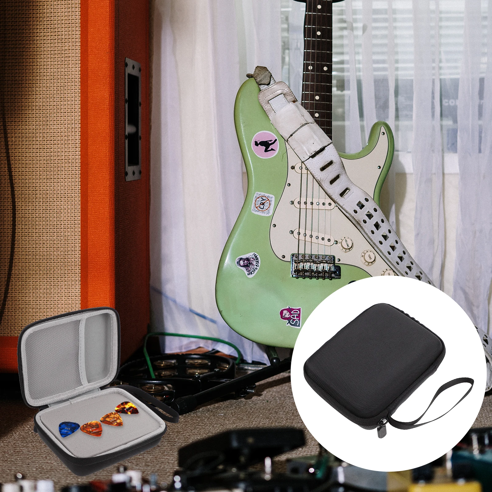 

Guitar Pick Holder Compact Lightweight Storage Bag Portable ganizer Case for Picks Electric Acoustic Bass Ukulele Travel Pouch