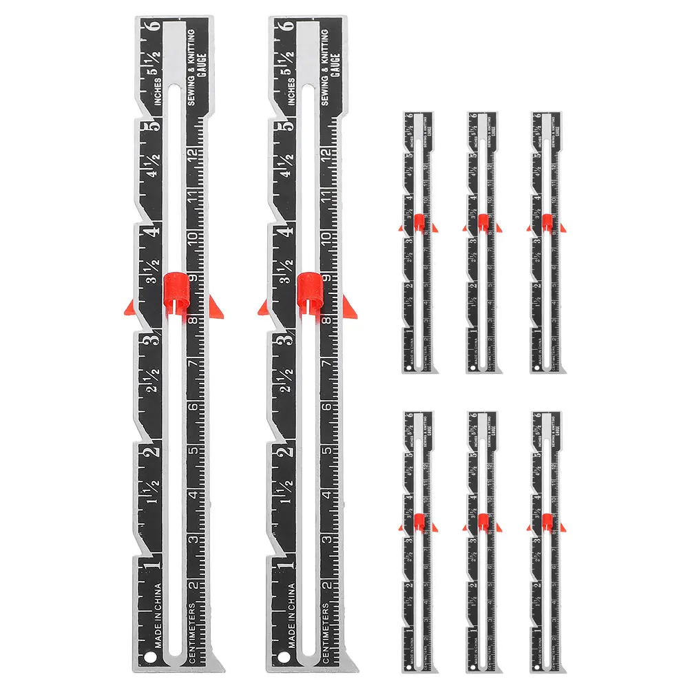 8pcs Sewing Quilting Ruler Sliding Gauge Measuring Tool Precise Button Spacing Seam Alignment Durable Aluminum Alloy Portable