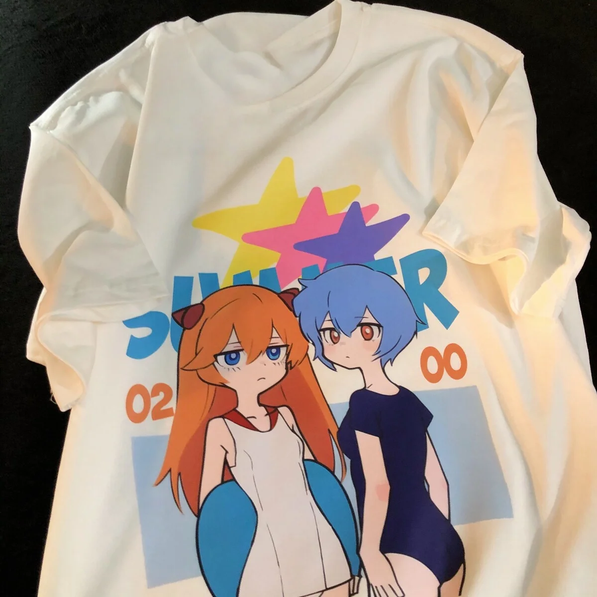 Erwachsene und Kinder, Eltern-Kind, Paare, Harajuku-Stil, Y2K, EVA Asuka, Ayanami Rei, amerikanischer Retro-3D-gedruckter Kurzarmshirt
