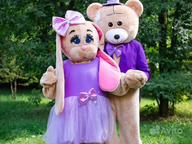 

Плюшевый костюм талисмана плюшевого мишки, фиолетовый смокинг, мультяшный кролик, заяц, талисман для взрослых, Хэллоуин, Рождество, нарядное праздничное платье