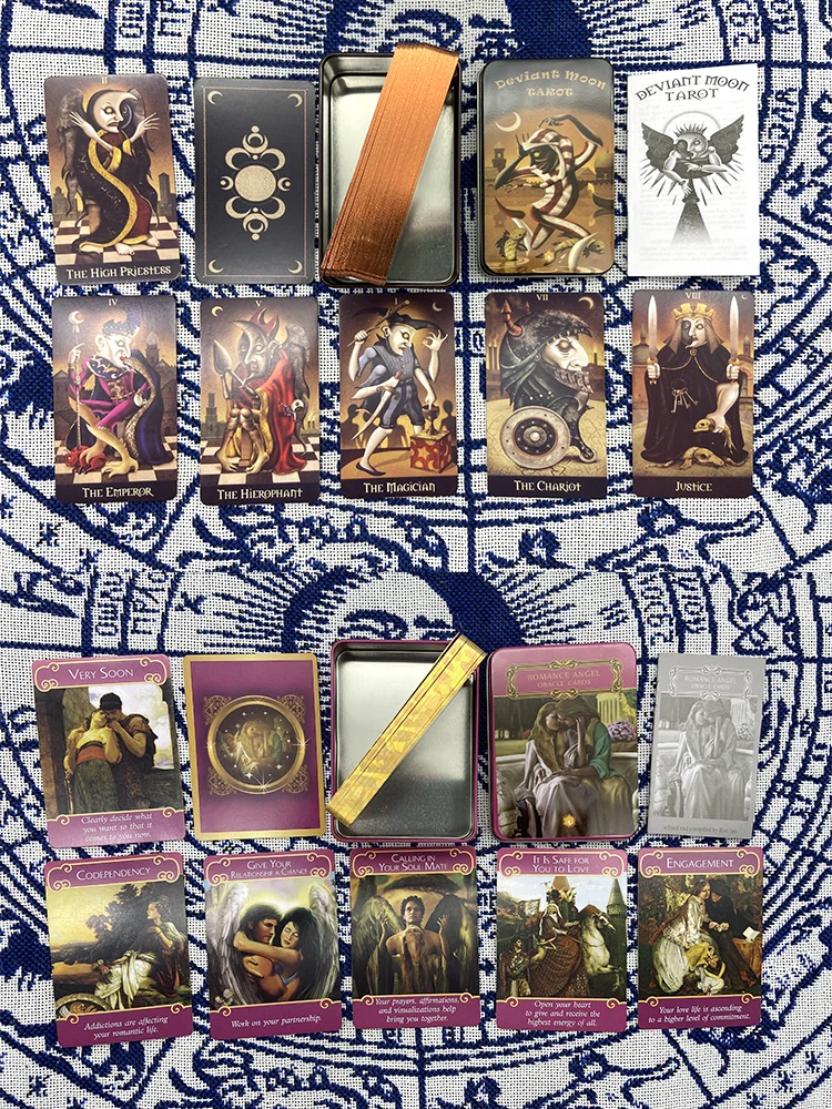 Borda Dourada Tarot para Iniciantes, Fortune Telling Game Card, 78 Card Deck, Presentes requintados para Amigos, Tin Box, 24 Estilos