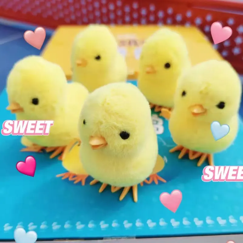 1 Pcs Yellow Jumping Chicken Clockwork Toy Walking Simulation Limb Development Plush Toy Chick