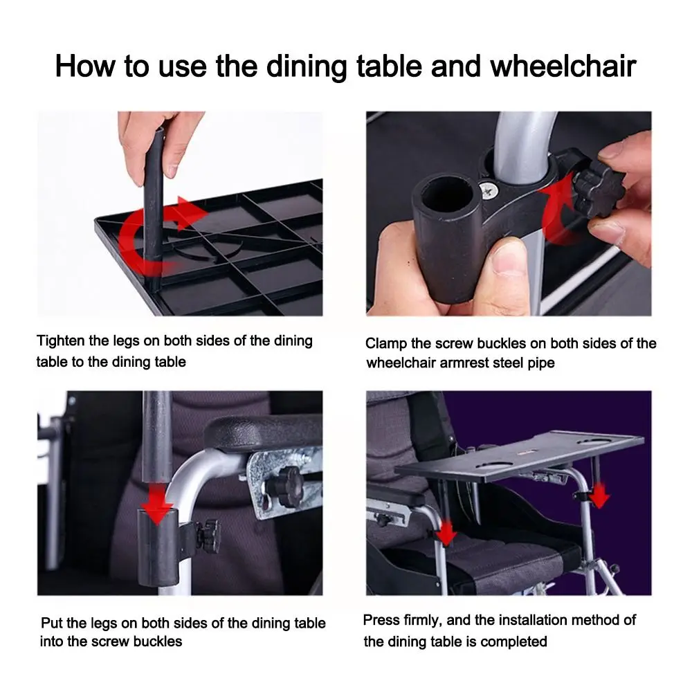 Lightweight Wheelchair Tray Table Waterproof Easy To Install Wheelchair Dining Table Detachable Wheelchair Desk Lap Board