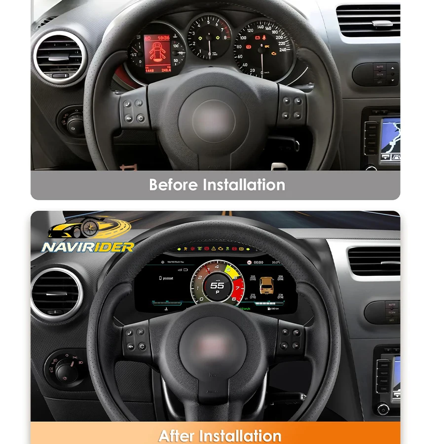 For Seat Leon 2009-2012 Instrument Cluster Virtual Cockpit LCD Digital Dashboard Panel Speedometer Carplay Car Interior Upgrade
