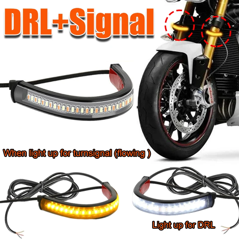 

Motorcycle Turn Signal 12V LED Ring Flashing Indicator Fork Bar Light Dual-Colour White/Yellow Flasher Motorcycle Accessories