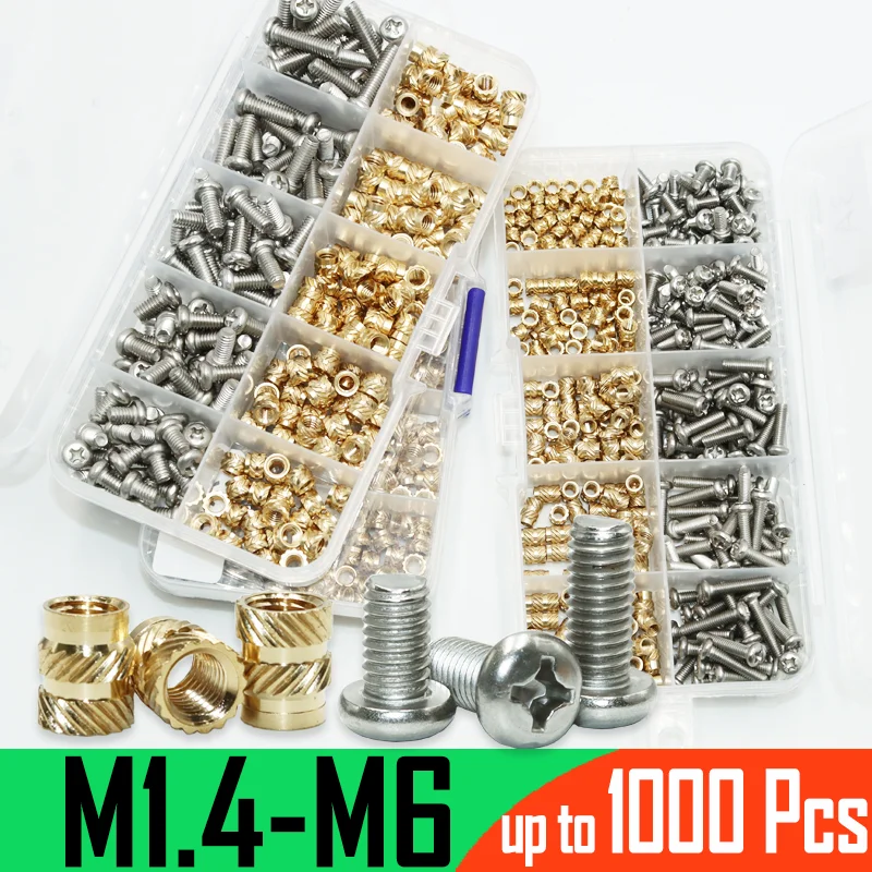 

Brass Insert Nut and Stainless Steel Hex Screw Kit M2 M3 M4 Thread Knurled Inserts for Plastic 3D Print Heat Set Insertion Nuts