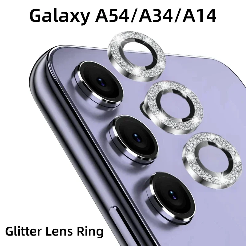 1PCS Bling Glitter Metal Lens Rings for Samsung Galaxy A55 A34 A14 A25 A54 A15 A13 A05 S A35 5G Camera Glass Protector