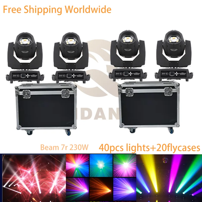 QHDannie Beam 7R 230W DMX Moving Head Light Effect Dj Bar Party งานแต่งงาน Freeshipping(16Pcs ไฟ + 8Pcs Flycases))