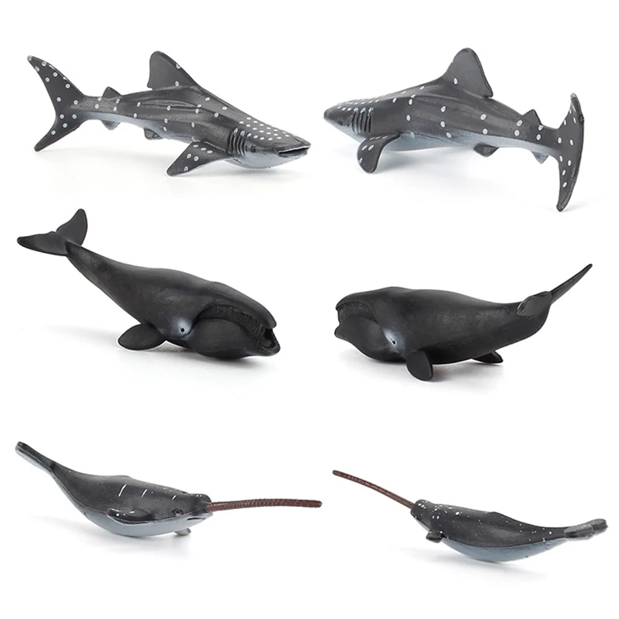 6Pcs Mini Simulation Ocean Animals Plastic Action Model Bowhead Whale, Humpback Whale,Killer Whale Educational Toy For Kids Gift