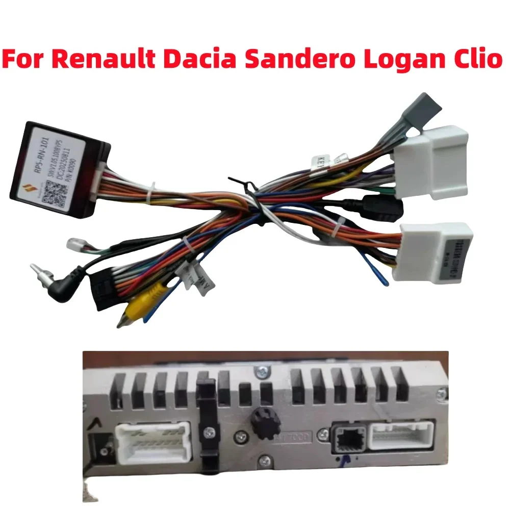 Cable de Alimentación de 16 Pines para Radio GPS Android Auto para Renault Dacia/Duster/Clio/Kangoo/Sandero/Logan/Captur Express, Adaptador de Audio