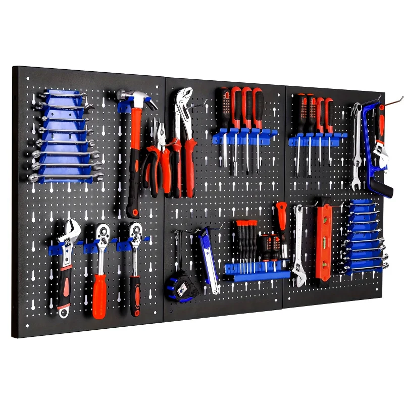 Metal Tool Rack, Three Piece Hole Rack, Expandable Workshop Rack With 17 Hooks And Brackets, Workshop Tool Rack,