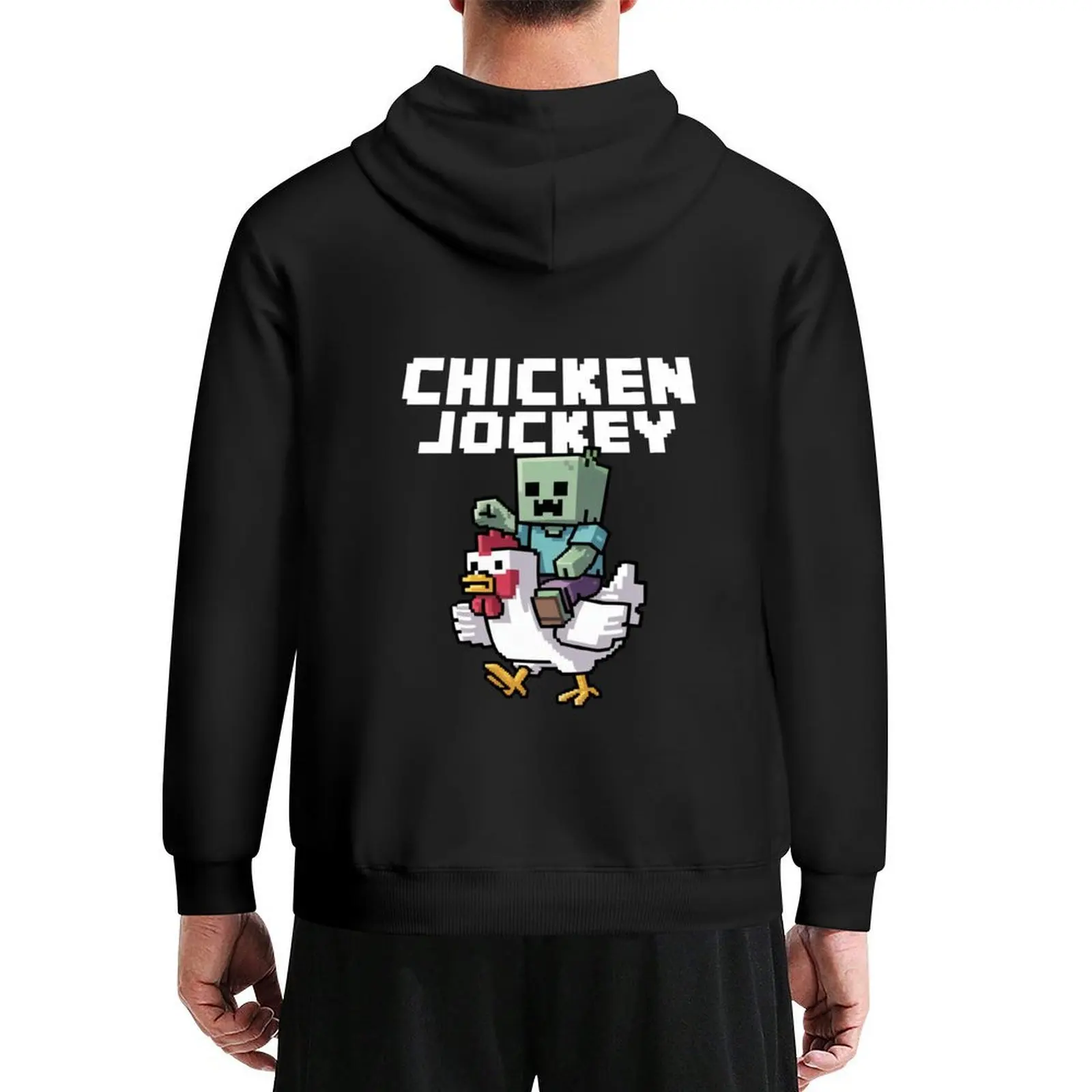 

Chicken Jockey Pixel Funny Hoodie blouse men's autumn clothes mens clothing new in hoodies and blouses