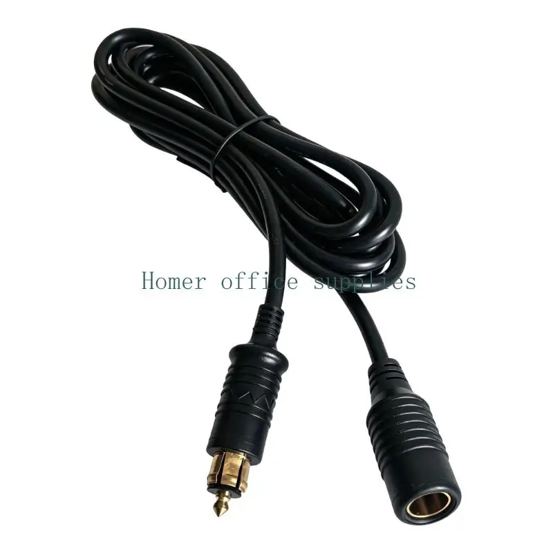 K43B Vehicle DIN Power Extension Cable with Black PVC Outer Material, 12-24 V Input and Male-to-Female Ends for Electronics and