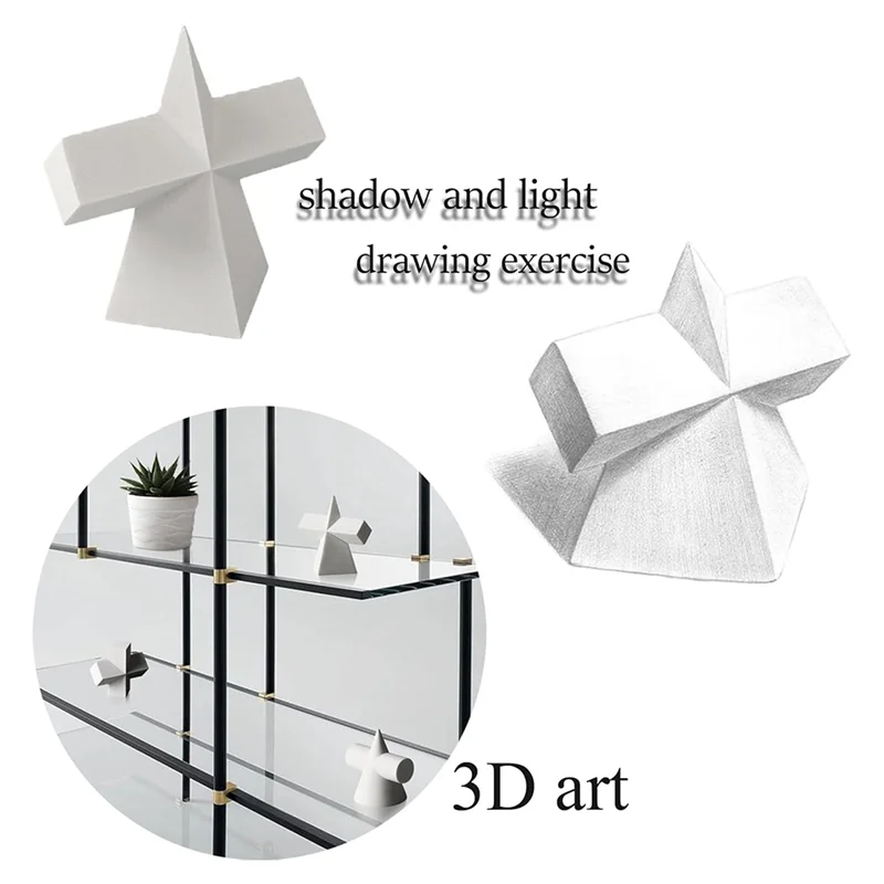 ABNO-10Pcs ثلاثية الأبعاد الهندسة رسم رسم نموذج الجبس الهندسة قالب رسم قالب للرسم الظل 2 بوصة قالب صغير