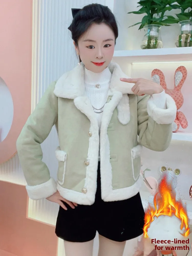 معطف شتوي نسائي من Faionable مبطن بالجلد والفراء مبطن للتخسيس معطف شتوي دافئ ملابس خارجية للسيدات