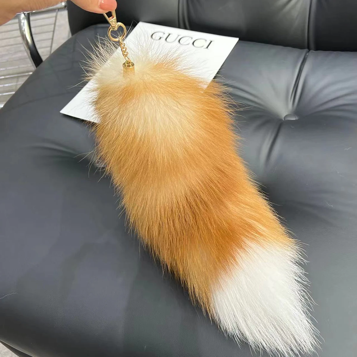 2024 Echt Fuchs Pelz Schwanz Große Lange Natürliche Pelz schwanz Schlüsselbund Anhänger Cosplay schwanz Nette Wolf Fuchs Schwanz Pelz Auto Schlüsselanhänger für Frauen – Detail 4