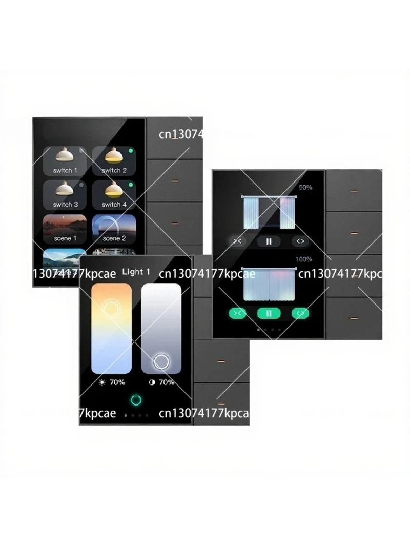 Smart Touch Wall Switch 4 Gang 8 Scene Zigbee Dimming Curtain Control Panel 3.5 Inch