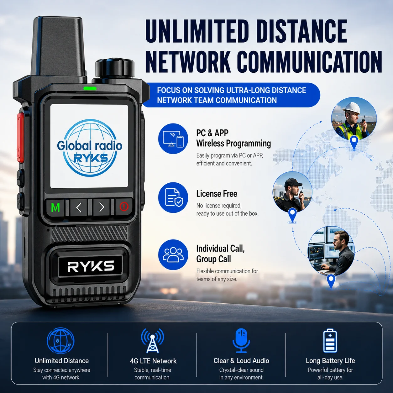 Need 100‑Km Communication Range? Poc Radio Create Groups Freely Global 4G Network Walkie‑Talkie Unlimited Communication Range