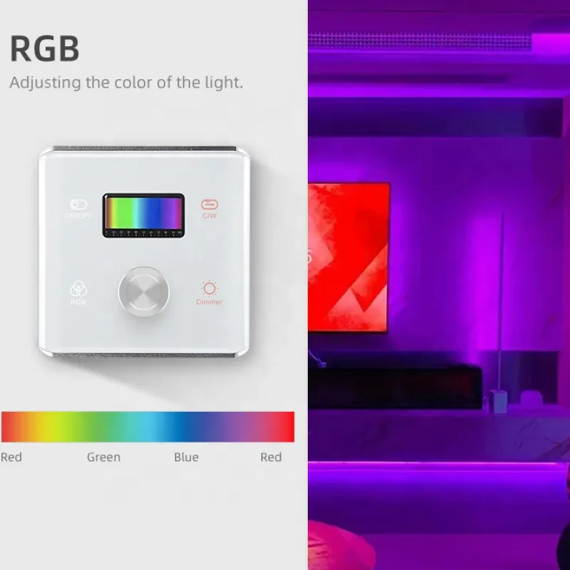 

Tuya Intelligent Lamp Control Touch Switch Panel Zigbee Wifi 4-Inch Dimming Switch With Built-In Alexa Support For Voice Control