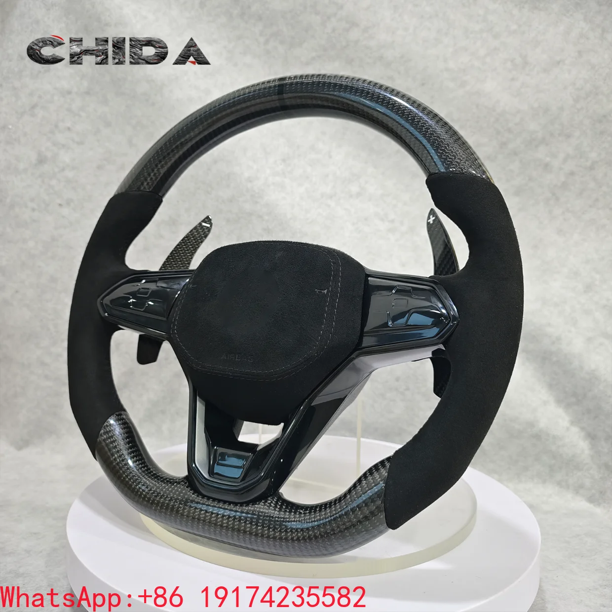 

For Golf 7R 5 6 7 8R Jetta Mk6 Mk7 GTI Polo Passat CC Gti T-ROC T-Cross Carbon Fiber Steering Wheel