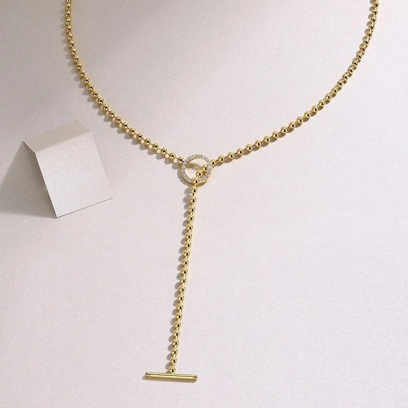 

ZFSILIVER S925 Стерлингового Серебра Модное Модное Классическое Муассанит Круг OT Ожерелье Женские Свадебные Подвески Ювелирные Изделия Match-all N15126