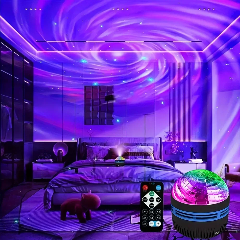 Aurora Projection Stage Light USB LED Projector Christmas Party Decorations Remote Control 7-Color Dreamy Sky Party Night Lights